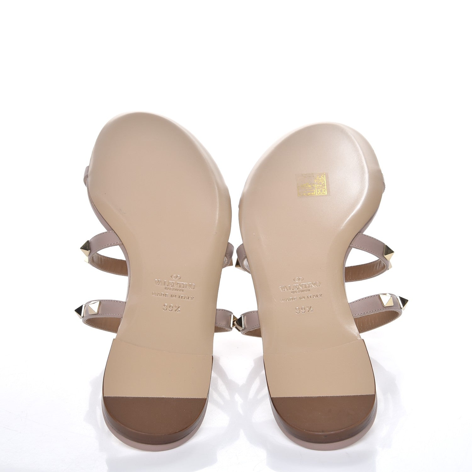 Valentino Garavani Nappa Rockstud Caged Flat Slide Sandals 39.5 Poudre 5 of 9