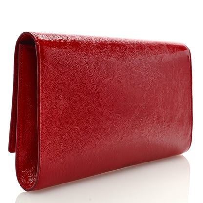Saint Laurent Textured Patent Monogram Large Belle De Jour Clutch Red 3 of 7