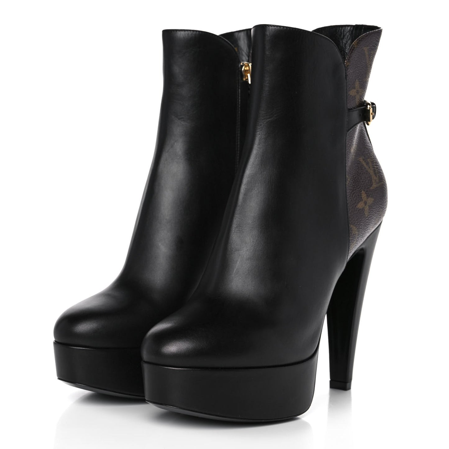 Calfskin Monogram Afterglow Platform Ankle Boots 39 Black