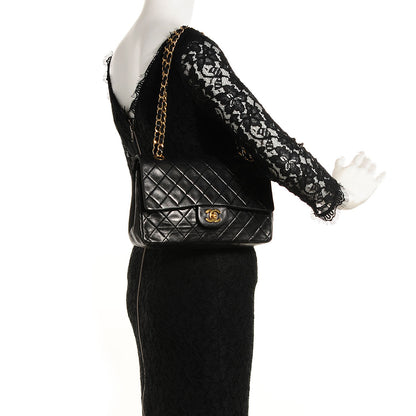 Chanel Lambskin Quilted Medium Double Flap Black 2 of 9