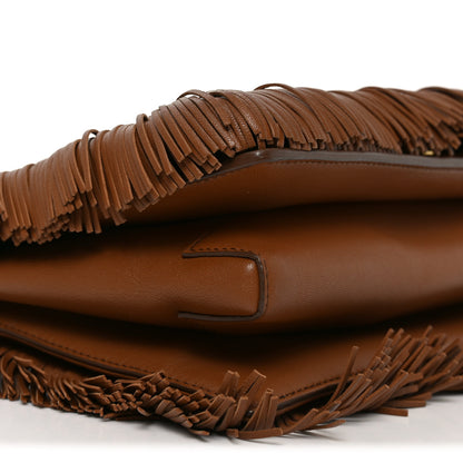 Salvatore Ferragamo Calfskin Fringe Vera Bow Crossbody Bag Brown 9 of 10