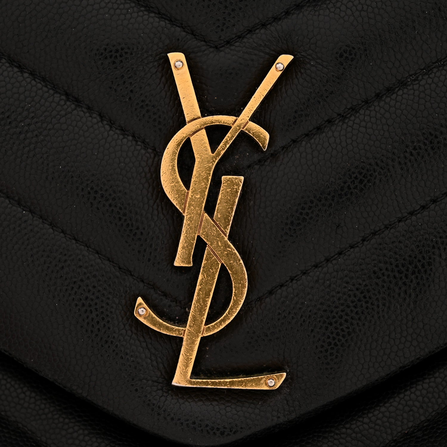 Saint Laurent Grain de Poudre Calfskin Y Quilted Monogram Medium Loulou Chain Satchel Black 12 of 14