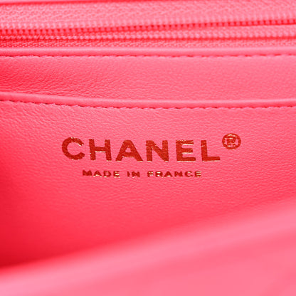 Chanel Lambskin Quilted Mini Top Handle Rectangular Flap Fuchsia 6 of 10