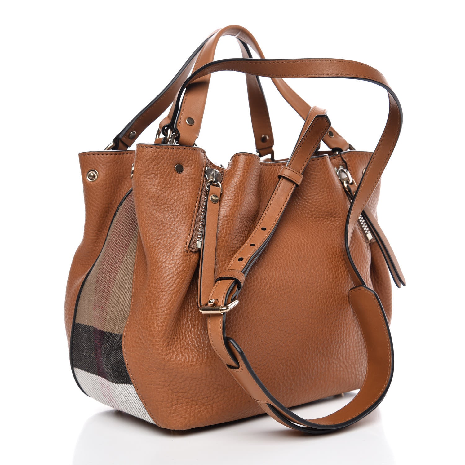 Burberry Grainy Calfskin House Check Small Maidstone Saddle Brown 4 of 7