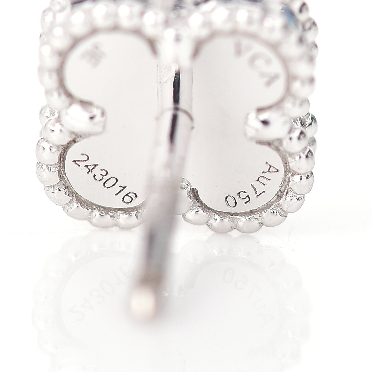 18K White Gold Mother of Pearl Sweet Alhambra Earrings