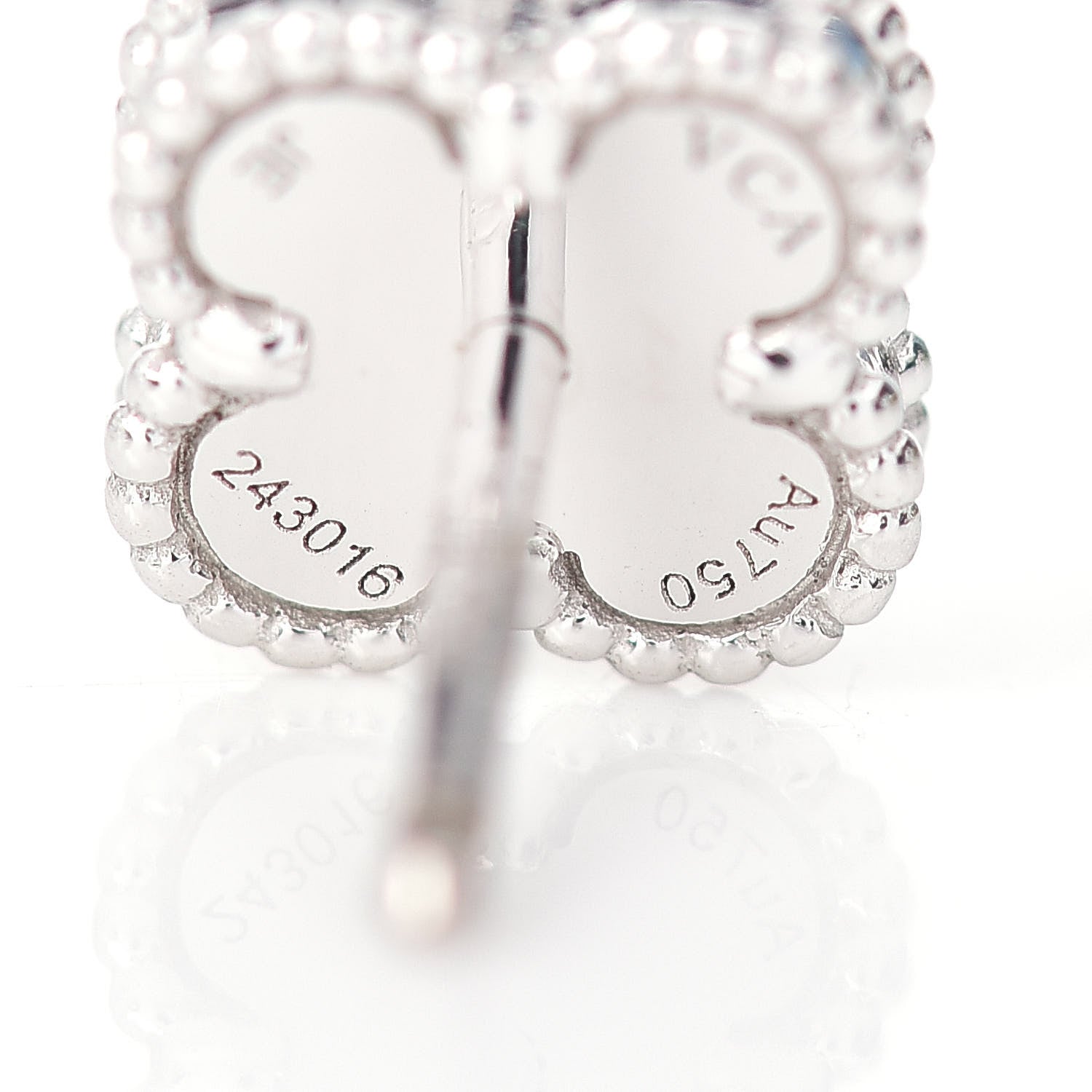 Van Cleef & Arpels 18K White Gold Mother of Pearl Sweet Alhambra Earrings 5 of 6