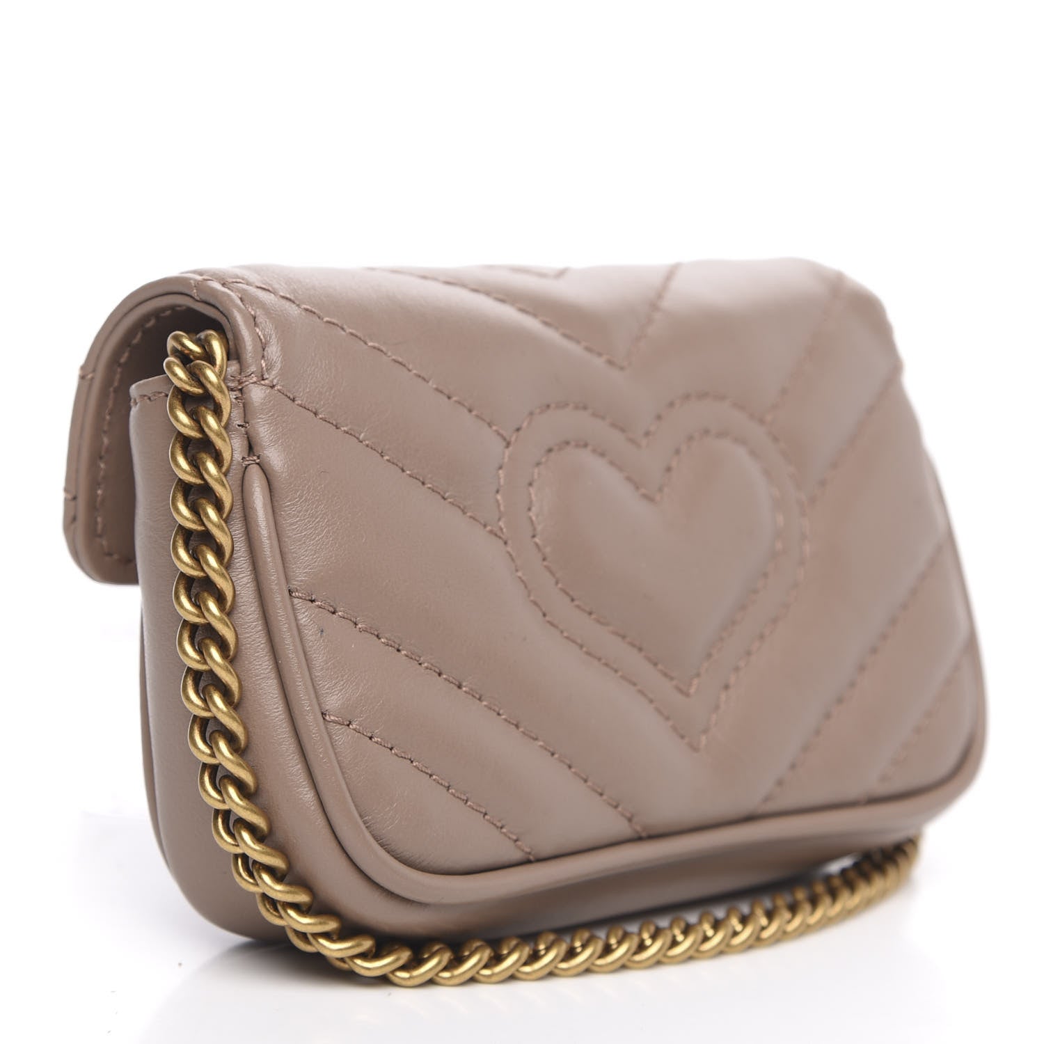 Gucci Calfskin Matelasse Heart GG Marmont 2.0 Coin Purse On A Chain Porcelain Rose 3 of 10