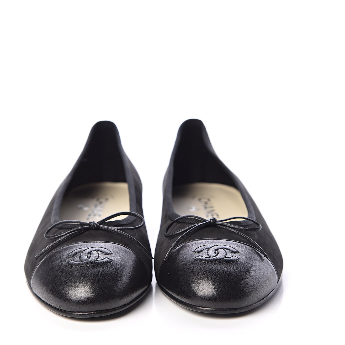 Suede Lambskin Cap Toe CC Ballerina Flats 41 Black