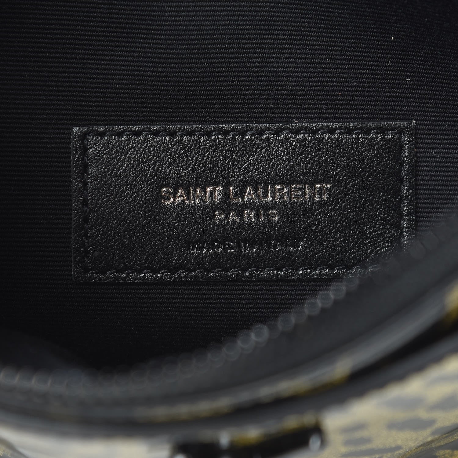 Saint Laurent Patent Glitter Leopard Monogram Zip Pouch Gold Black 6 of 7