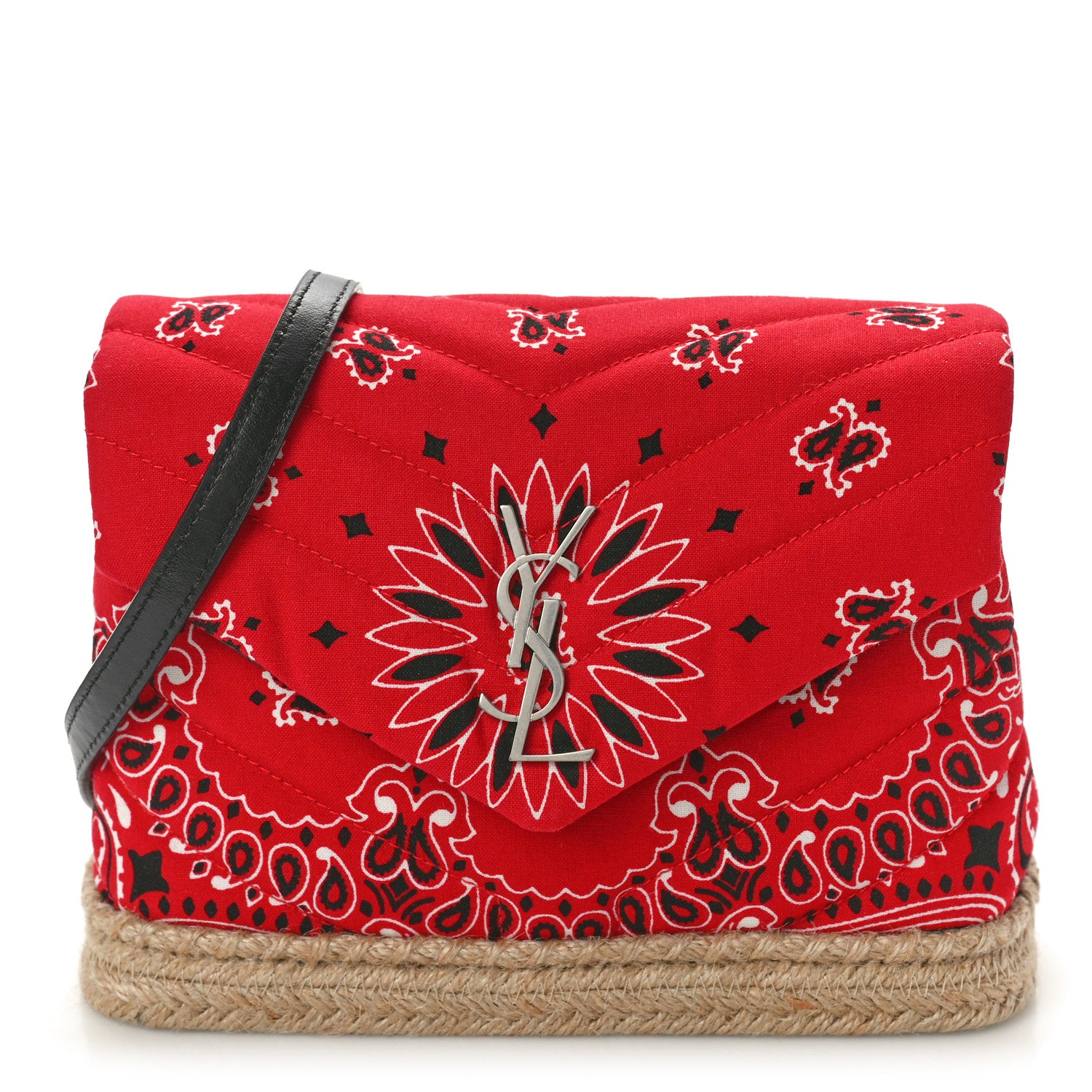 Saint Laurent Cotton Bandana Y Quilted Monogram Toy Loulou Crossbody Bag Red 1 of 11