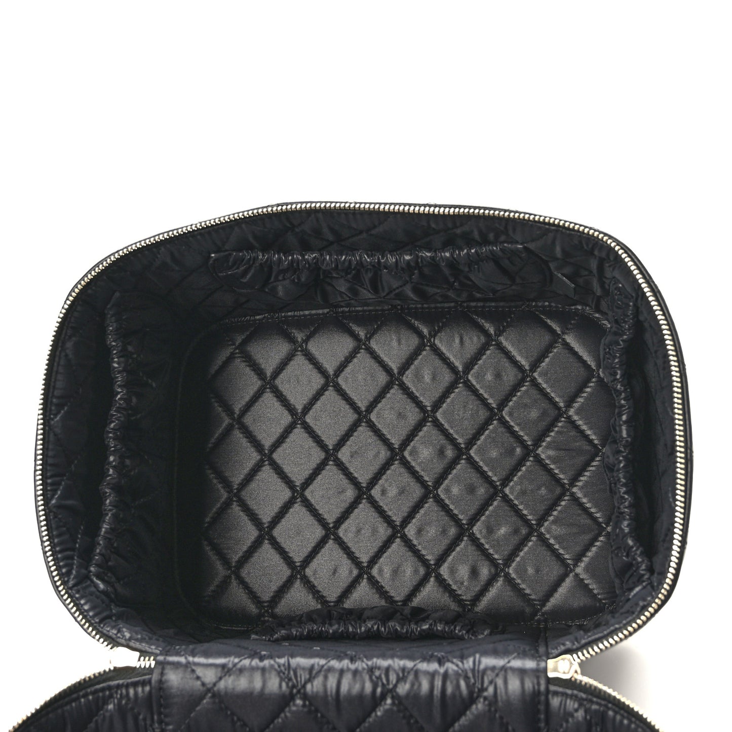 Lambskin Quilted Large Vanity Pouch Black