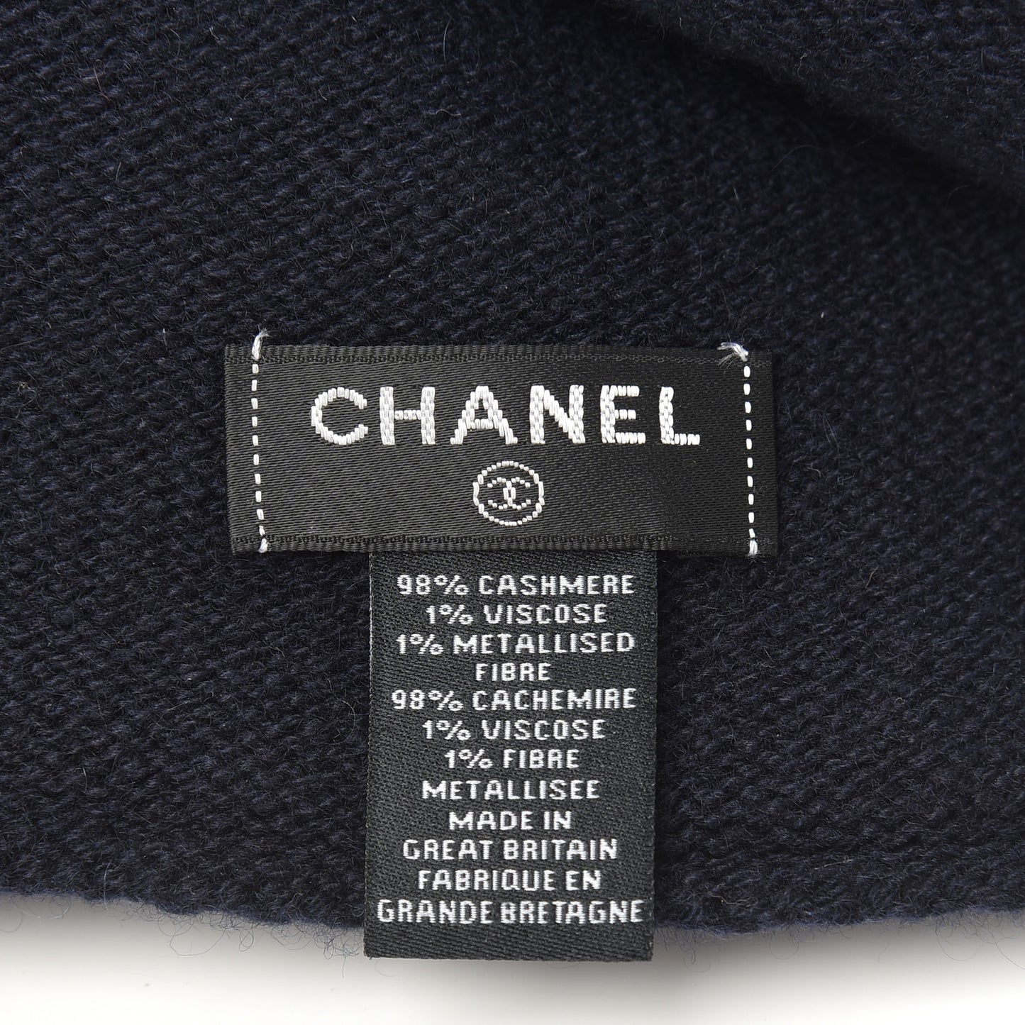Cashmere Blend CC Beanie Hat Navy Bliue