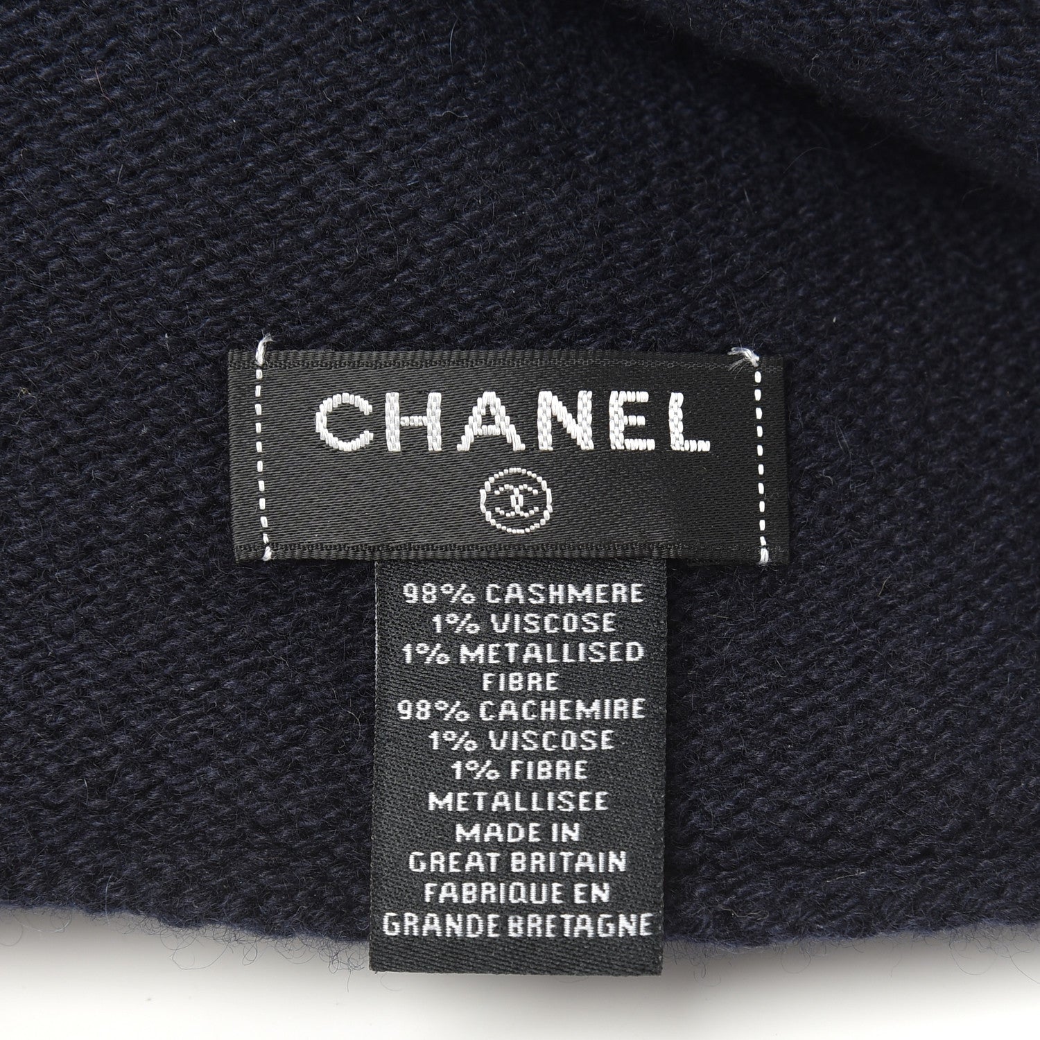 Chanel Cashmere Blend CC Beanie Hat Navy Bliue 4 of 4