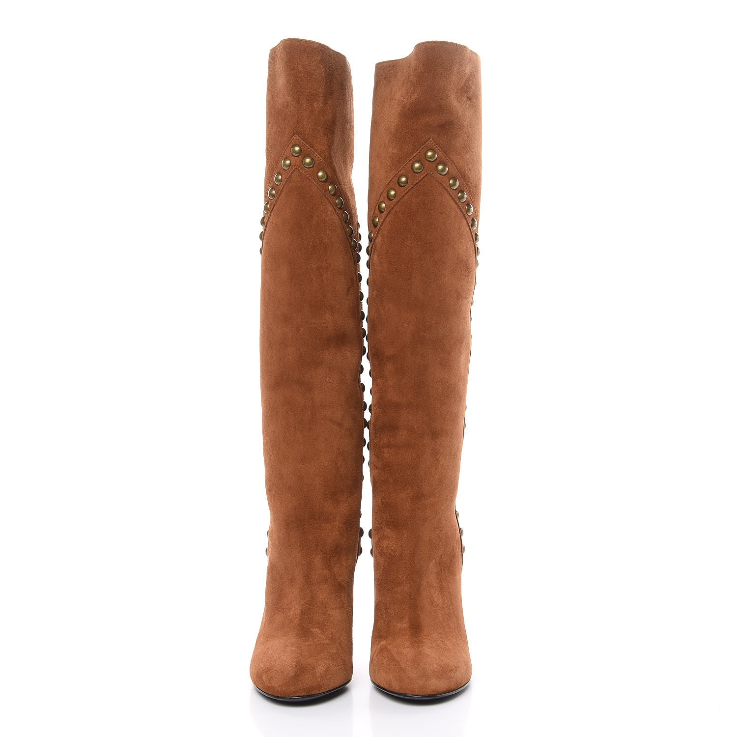 Saint Laurent Suede Otterproof Light Studded Grace 105 Boots 37 Fox Brown 2 of 8