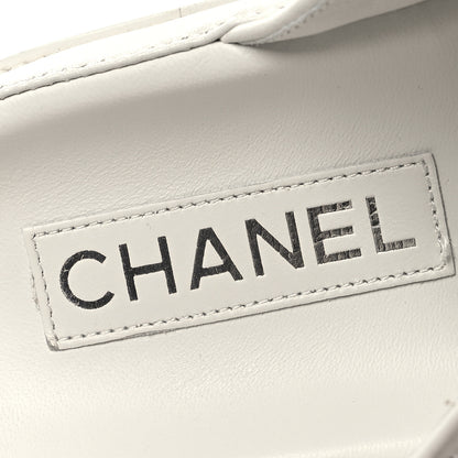 Chanel Lambskin Quilted Velcro Dad Chain CC Slide Sandals 38 White 8 of 9