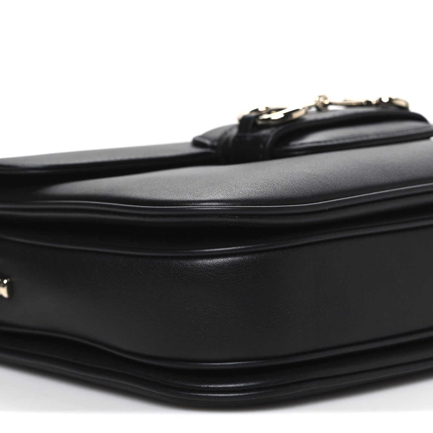 Ciny Lux Calfskin Horsebit 1955 Soft Small Shoulder Bag Black