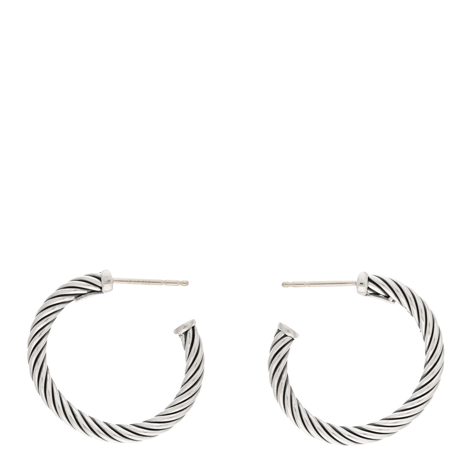 David Yurman Sterling Silver Small Cable Classics Hoop Earrings 3 of 4