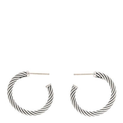 David Yurman Sterling Silver Small Cable Classics Hoop Earrings 3 of 4