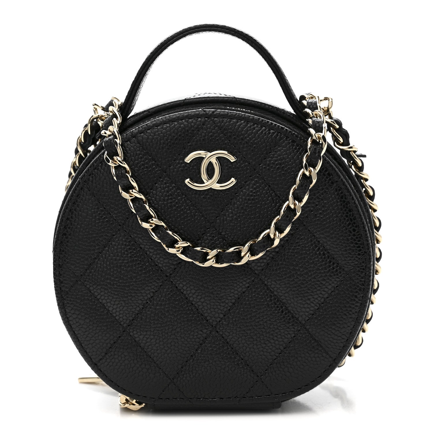 Chanel Caviar Quilted Round Handle With Care Vanity With Chain Black 1 of 12