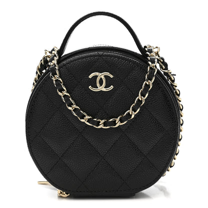 Chanel Caviar Quilted Round Handle With Care Vanity With Chain Black 1 of 12