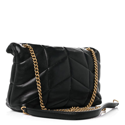 Saint Laurent Lambskin Quilted Toy Loulou Puffer Monogram Chain Satchel Black 3 of 13