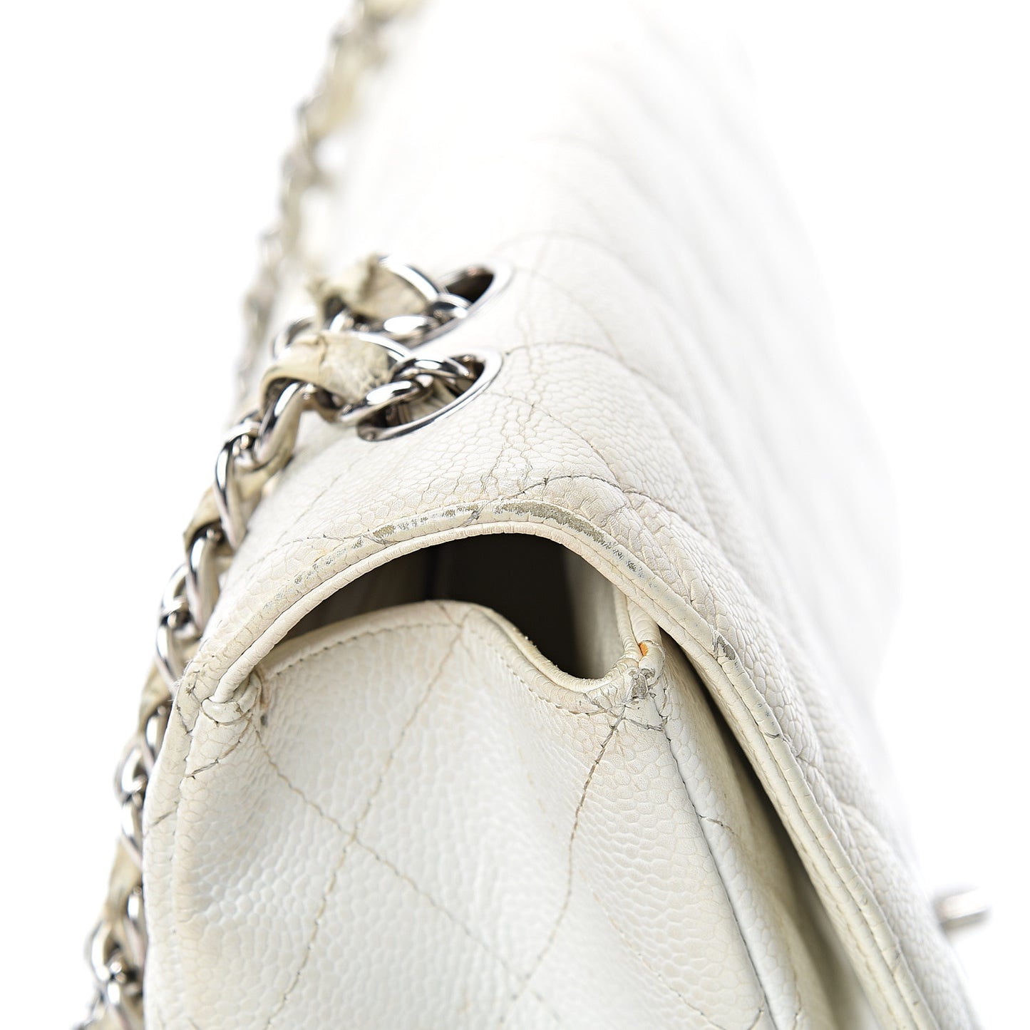 Caviar Quilted Jumbo Single Flap White