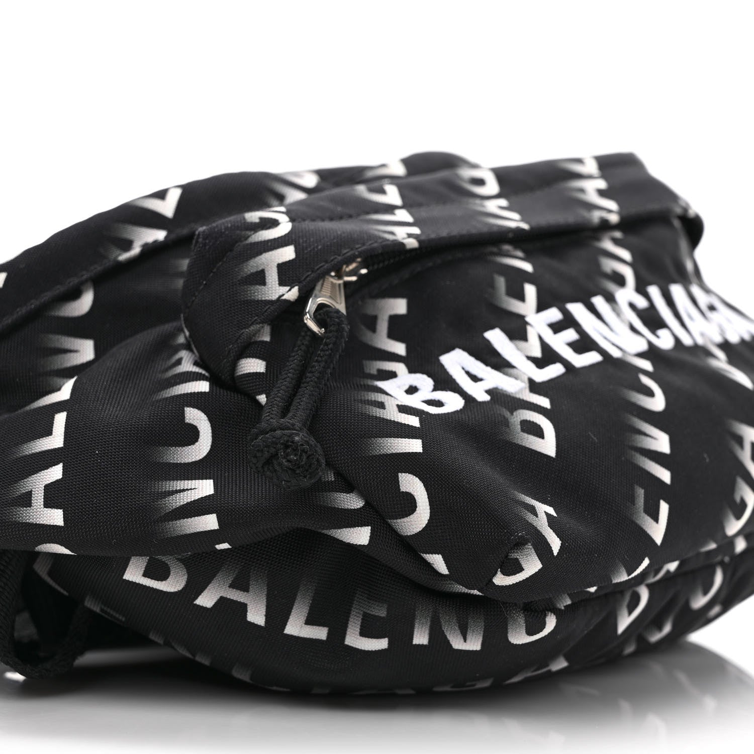 Balenciaga Recycled Sport Nylon Allover Gradient Logo Wheel Beltpack Black White 8 of 9