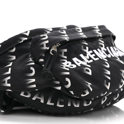 Balenciaga Recycled Sport Nylon Allover Gradient Logo Wheel Beltpack Black White 8 of 9