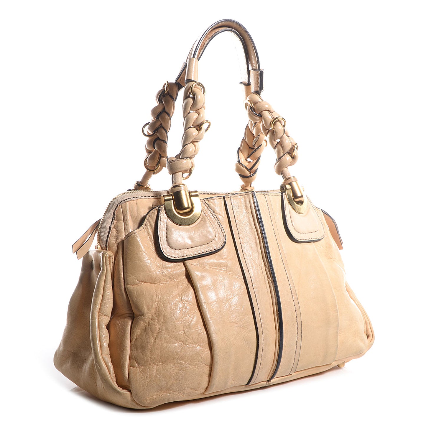 Leather Heloise Satchel Beige