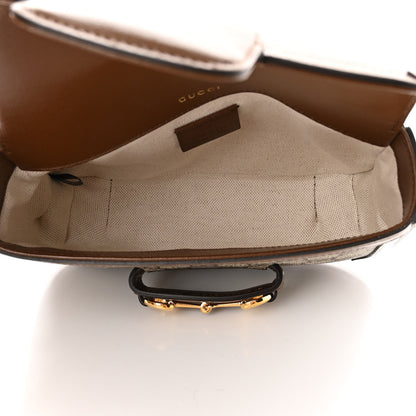 Gucci GG Supreme Monogram Web Mini Horsebit 1955 Shoulder Bag Beige Brown Sugar 5 of 10