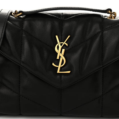 Saint Laurent Lambskin Quilted Toy Loulou Puffer Monogram Chain Satchel Black 9 of 11