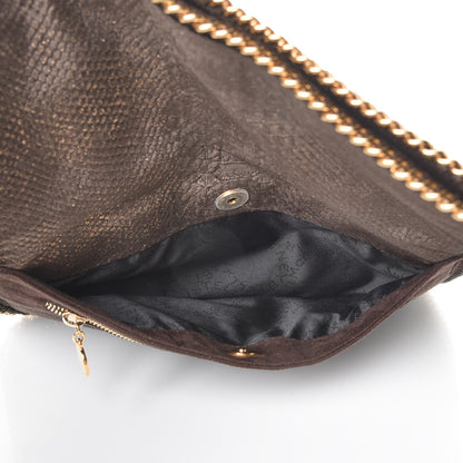 Stella McCartney Snake Embossed Velvet Falabella Fold Over Clutch Brown 6 of 9
