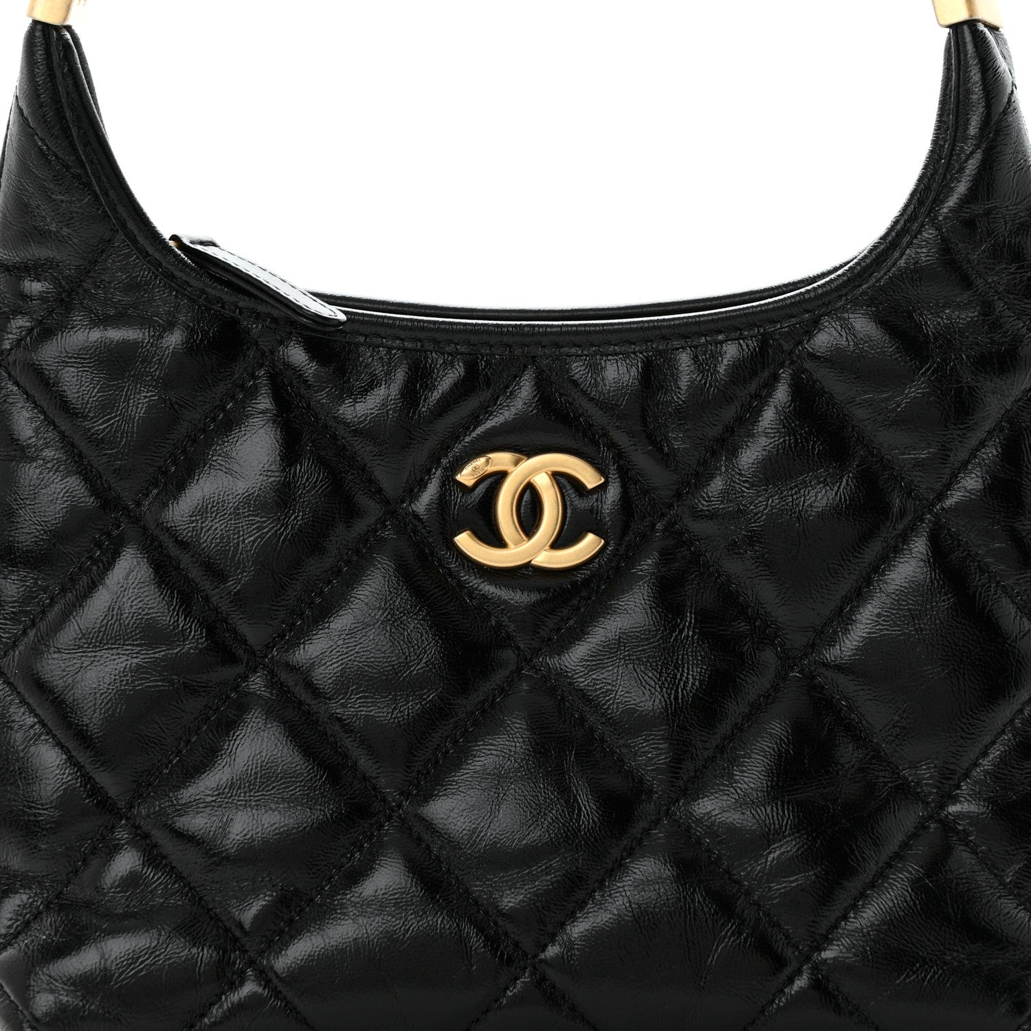 Chanel Shiny Crumpled Lambskin Quilted Small CC Funky Town Hobo Black 8 of 11