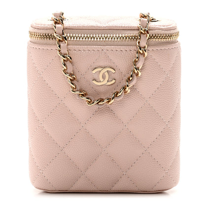 Chanel Caviar Quilted Small Vertical Coco Beauty Vanity Case With Chain Light Pink 1 of 9
