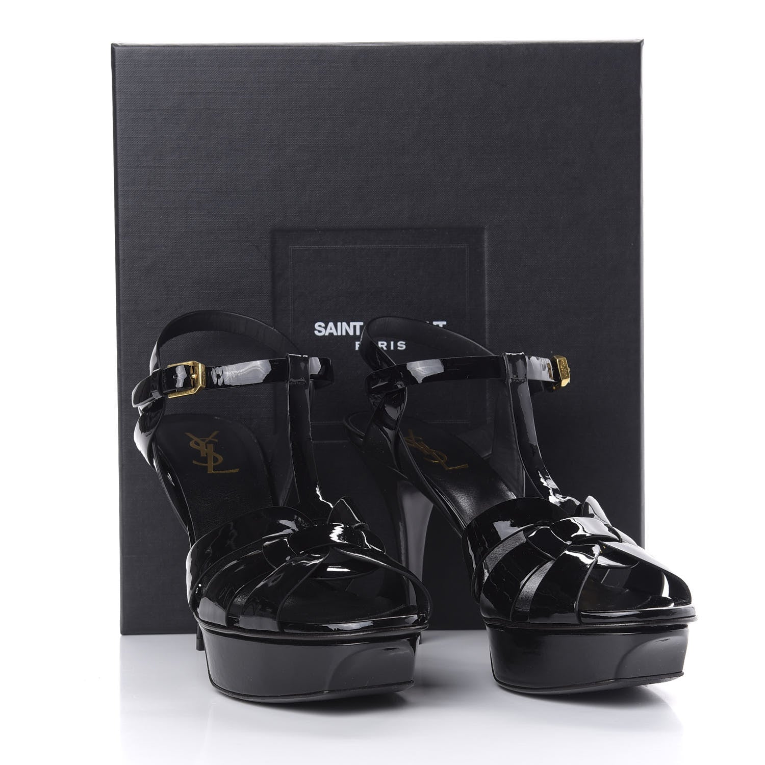 Saint Laurent Patent Tribute 75 Platform Sandals 39 Black 10 of 10