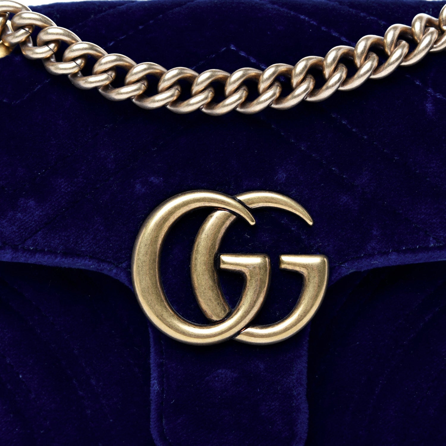 Gucci Velvet Matelasse Mini GG Marmont Shoulder Bag Cobalt Blue 11 of 11