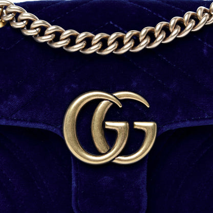Gucci Velvet Matelasse Mini GG Marmont Shoulder Bag Cobalt Blue 11 of 11
