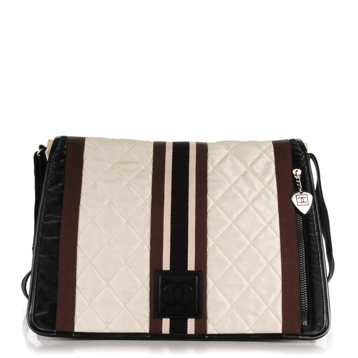 Nylon Quilted Sport Messenger White Black
