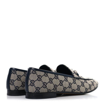 Gucci Monogram Malaga Kid Horsebit Womens Jordaan Loafers 40.5 Beige Blue 5 of 10