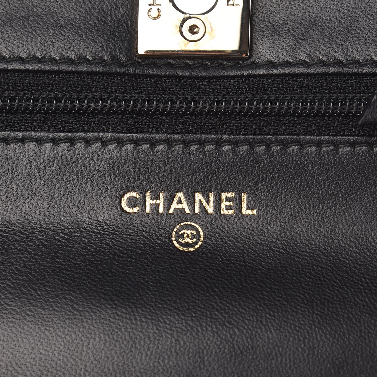 Lambskin Quilted Trendy CC Wallet On Chain WOC Black