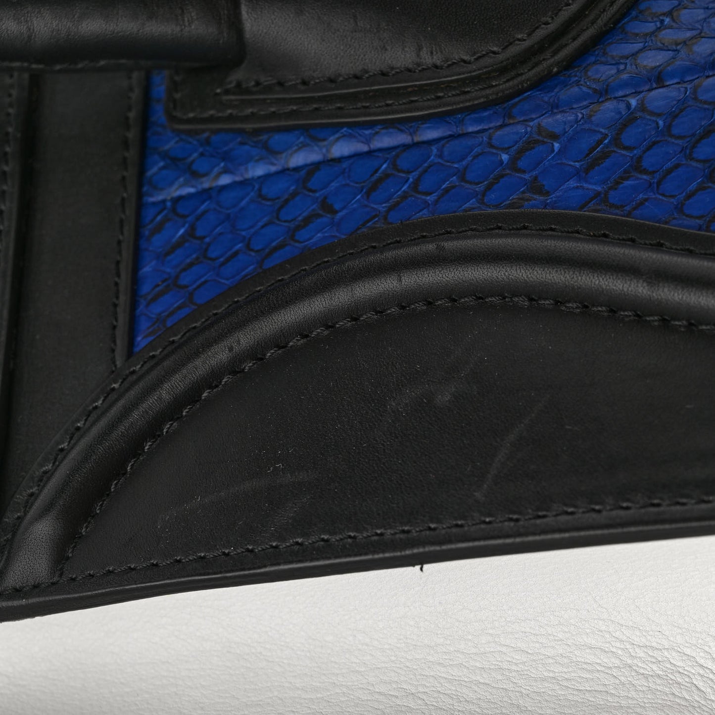 Snakeskin Smooth Calfskin Mini Tri-Color Luggage Blue Black White