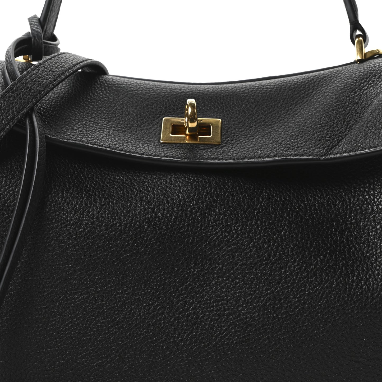 Grained Calfskin Small Rodeo Top Handle Handbag Black