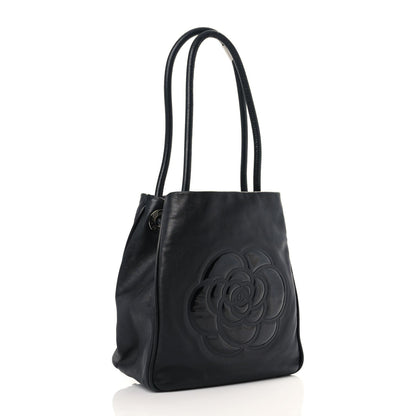 Chanel Lambskin Patent Calfskin Camellia Tote Black 3 of 17