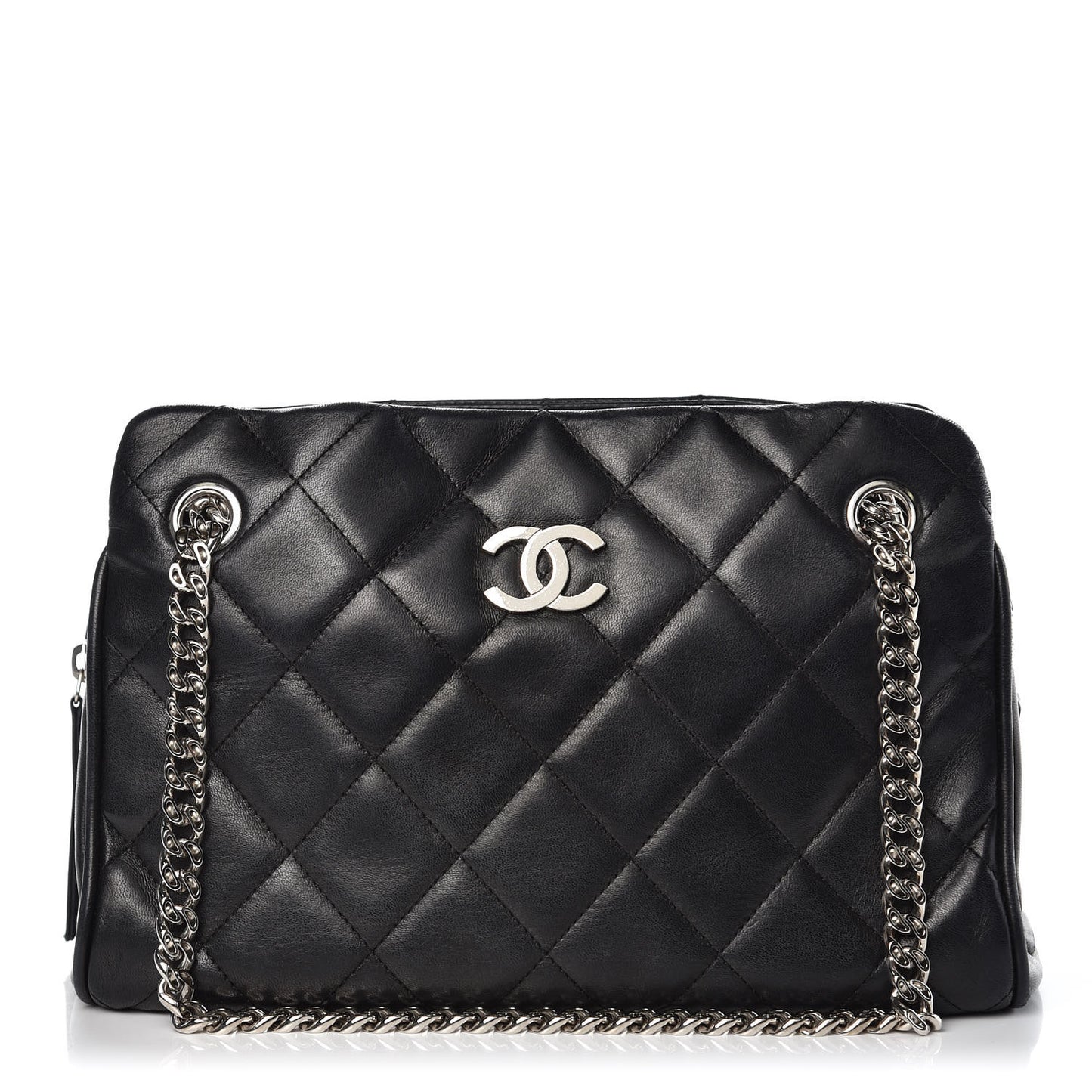 Lambskin Quilted Shoulder Bag Black