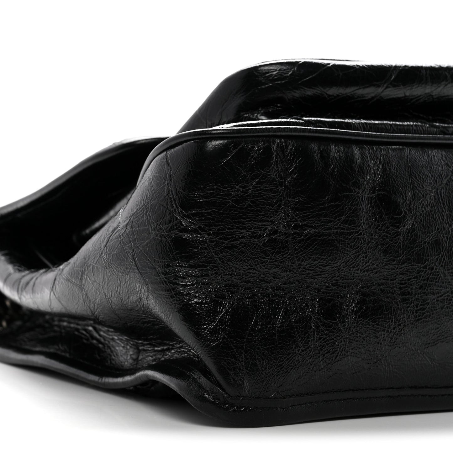 Crinkled Calfskin Matelasse Monogram Medium Niki Chain Satchel Black