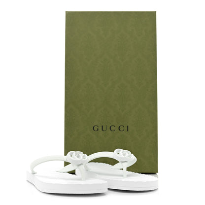 Gucci Rubber Chevron Mens GG Thong Flat Sandals 8 Great White 8 of 8
