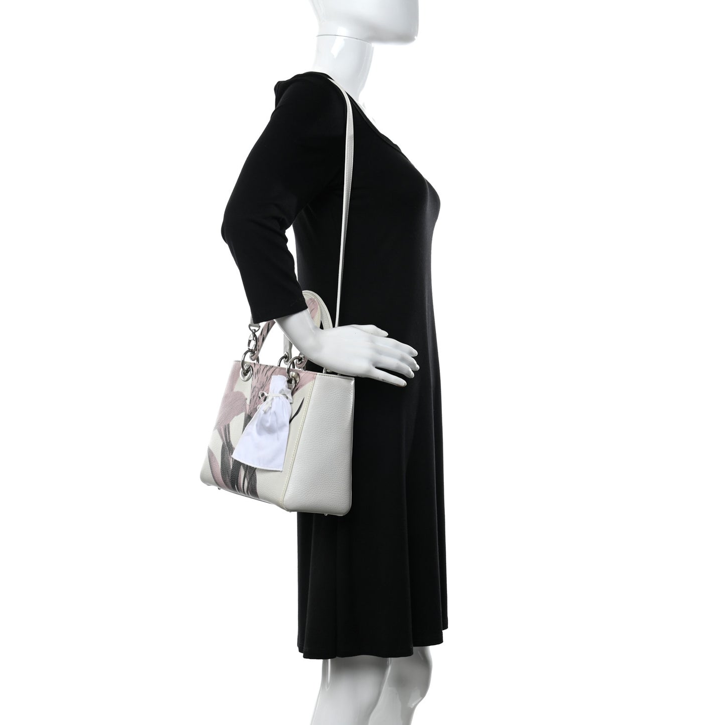 Deerskin Floral Printed Medium Lady Dior White