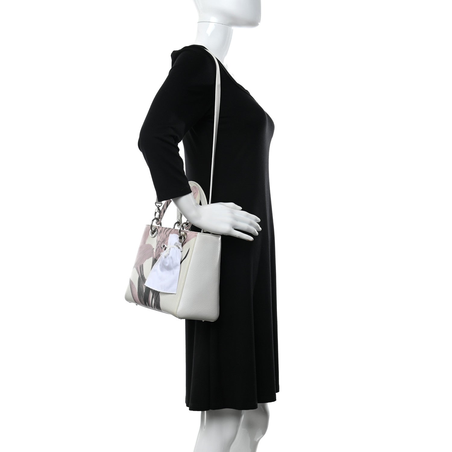Christian Dior Deerskin Floral Printed Medium Lady Dior White 2 of 12
