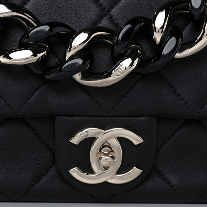 Chanel Lambskin Quilted Resin Bi-Color Chain Flap Bag Black 7 of 14