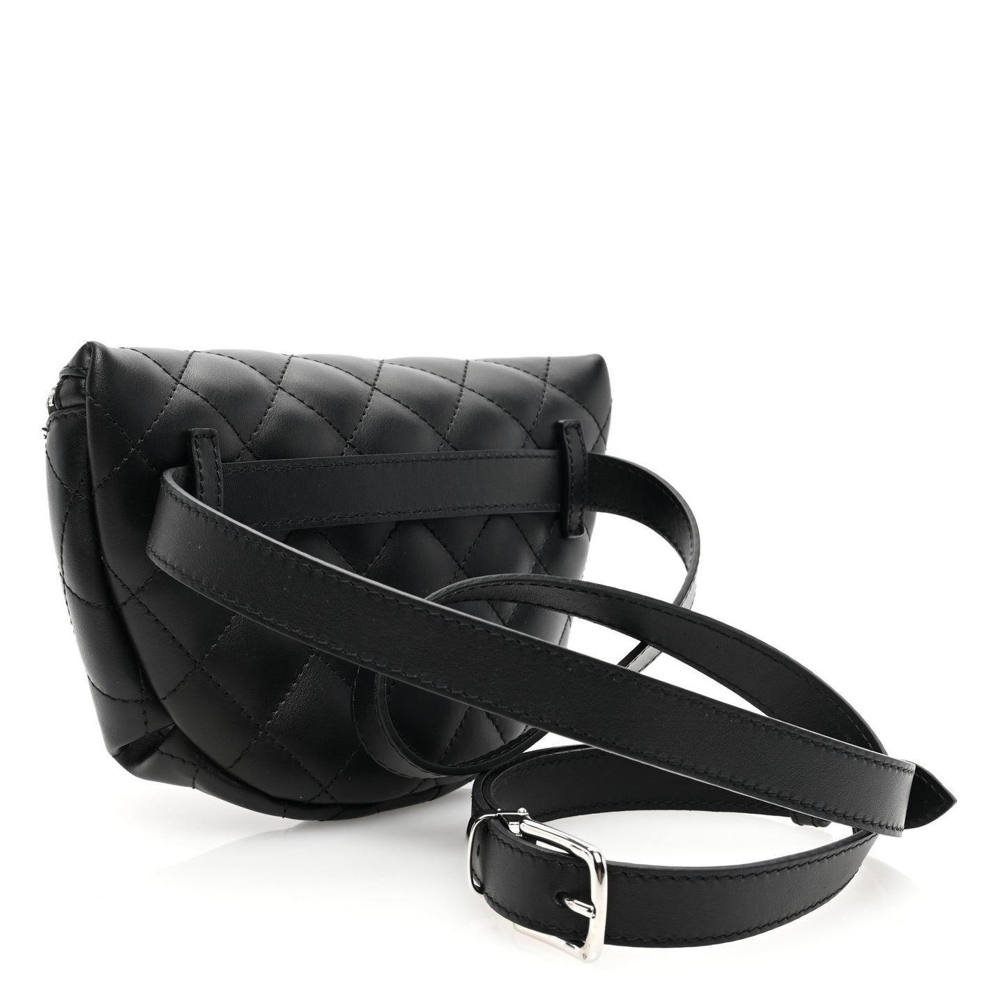Lambskin Quilted Waist Belt Bag Black